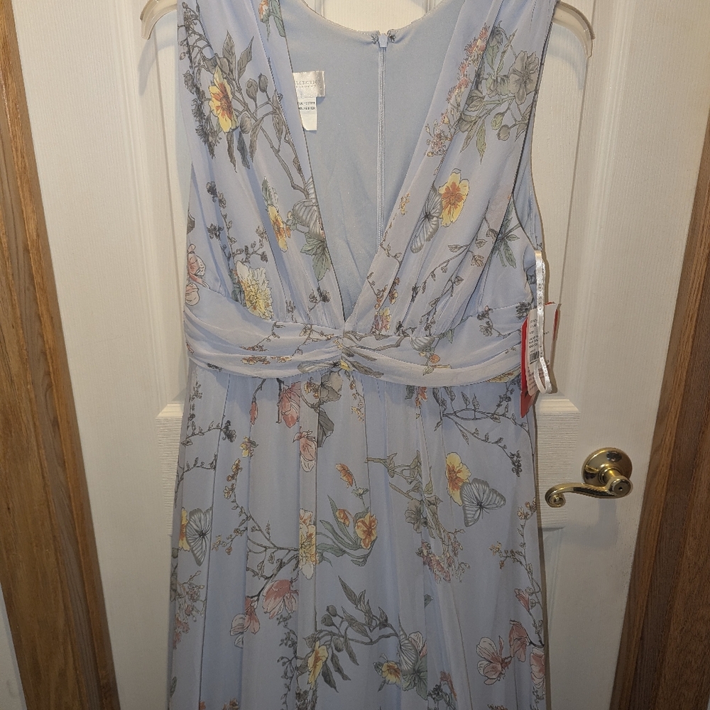After Six Dessy Collection Baby Blue Floral Butterfly Formal Dress Wedding Guest - Picture 16 of 16